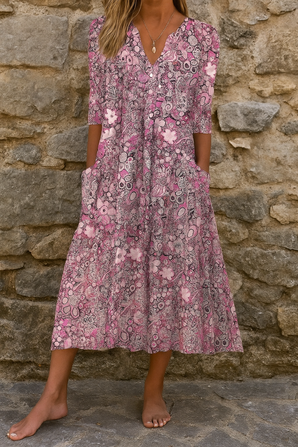 Celeste™ | Classic V-Neck Dress